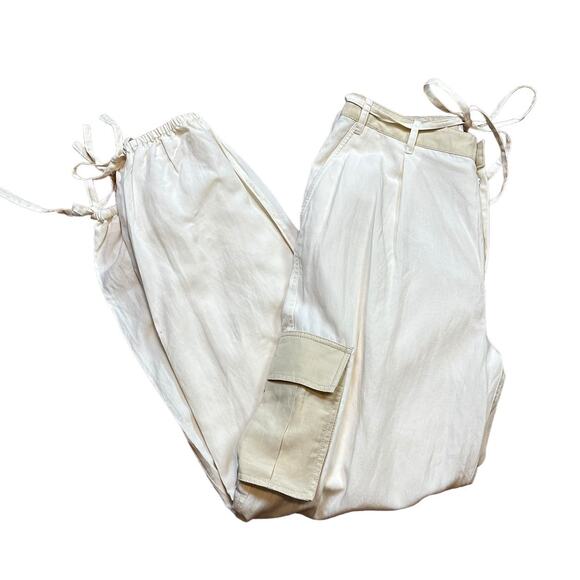 L'Academie White Cargo Pant MEDIUM Jogger Linen Revolve Baggy Designer $228 NEW - Picture 4 of 8